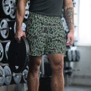 Duck Hunter Woodland Spot CAMO Unisex Athletic Long Shorts - 2XS