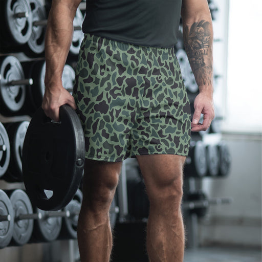 Duck Hunter Woodland Spot CAMO Unisex Athletic Long Shorts - 2XS