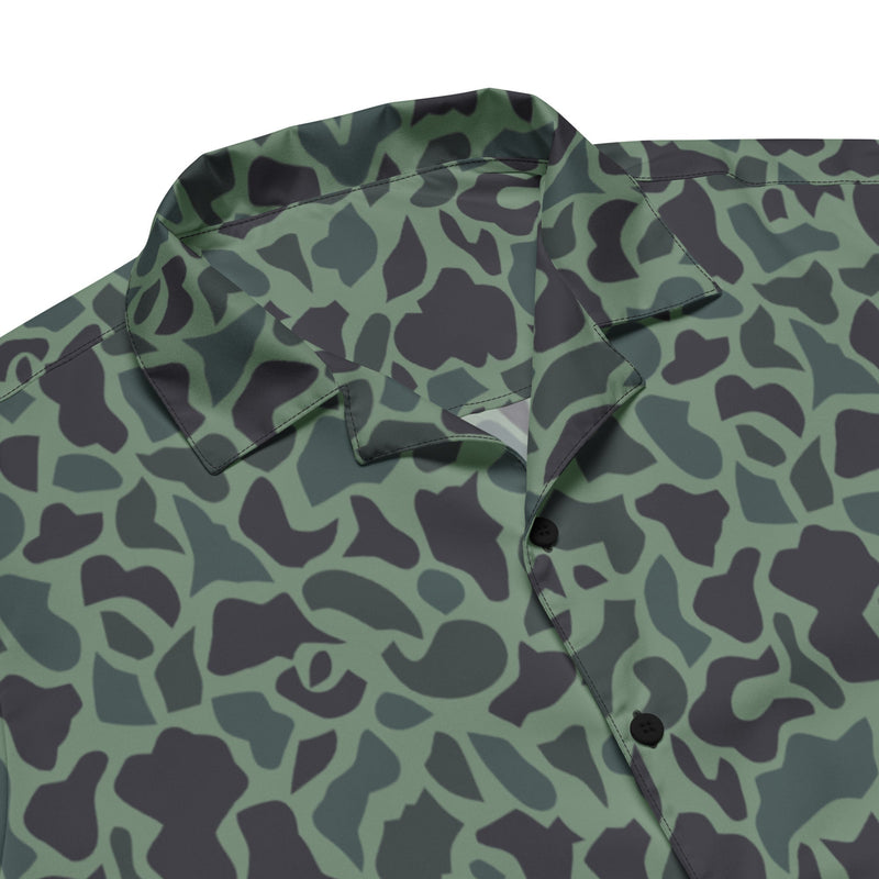 Duck Hunter Woodland Spot CAMO Unisex Short-Sleeve Button Shirt - Button-Up