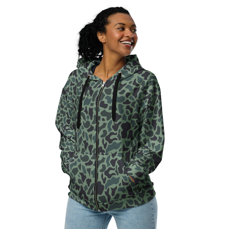 Duck Hunter Woodland Spot CAMO Unisex Zip Hoodie