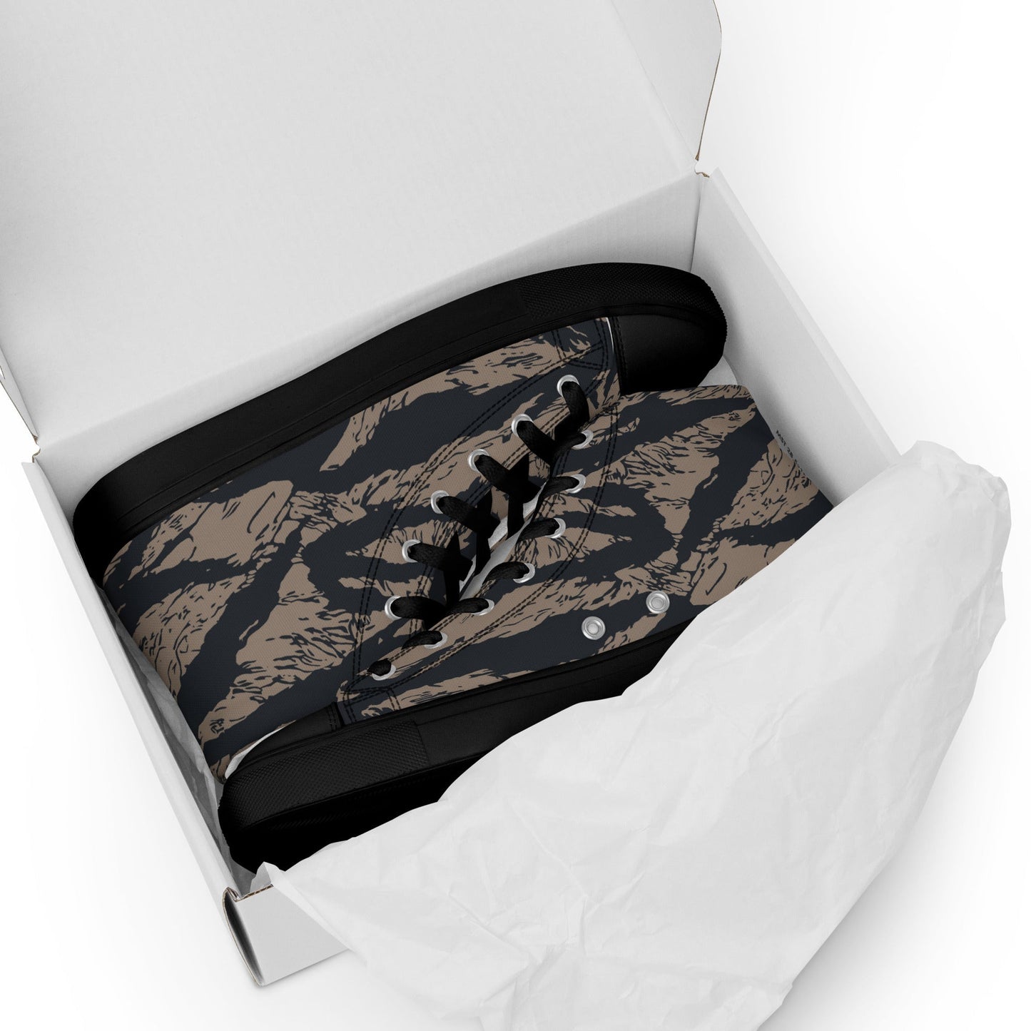 Afghanistan Taliban Special Forces Badri Tiger Stripe CAMO Mens high top canvas shoes - High Top Canvas Shoes
