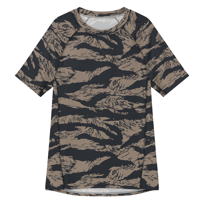 Tiger Stripe Desert Shadow CAMO Mens Short-Sleeve Rash Guard - 2XS