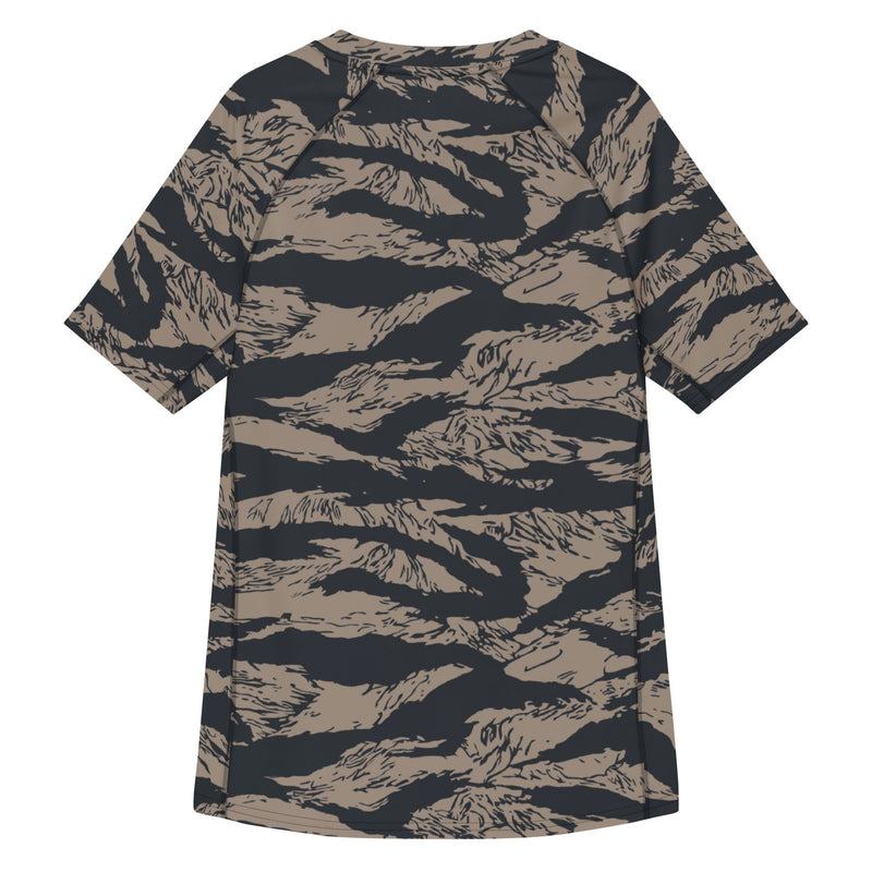Tiger Stripe Desert Shadow CAMO Mens Short-Sleeve Rash Guard