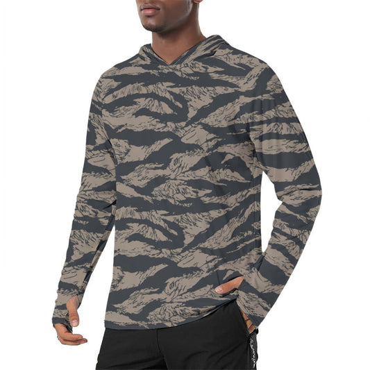 Afghanistan Taliban Special Forces Badri Tiger Stripe CAMO Mens Sunscreen Sports Hoodie With Thumb Holes