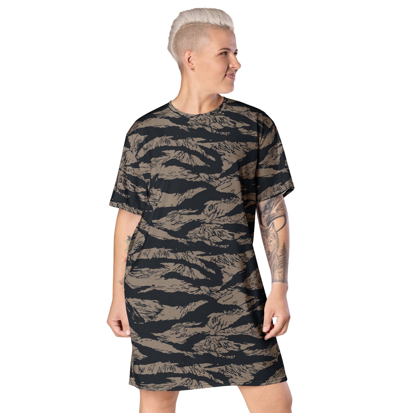 Afghanistan Taliban Special Forces Badri Tiger Stripe CAMO T-shirt dress - 2XS - Womens T-Shirt Dresses