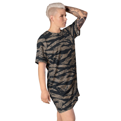 Afghanistan Taliban Special Forces Badri Tiger Stripe CAMO T-shirt dress - Womens T-Shirt Dresses