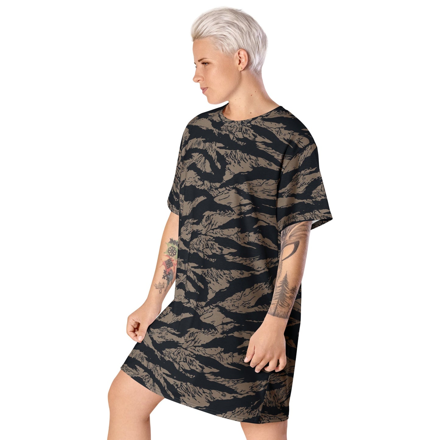 Afghanistan Taliban Special Forces Badri Tiger Stripe CAMO T-shirt dress - Womens T-Shirt Dresses