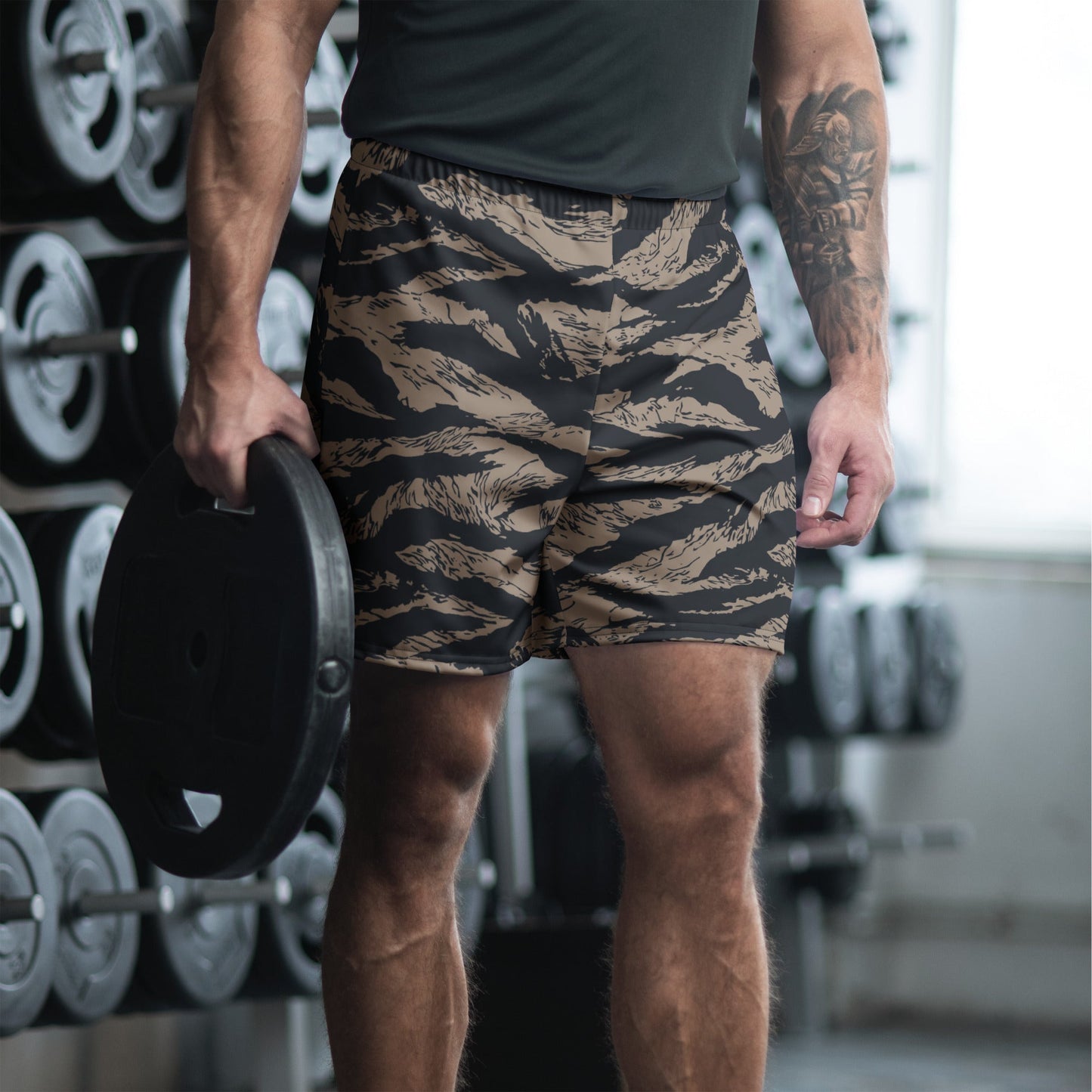 Afghanistan Taliban Special Forces Badri Tiger Stripe CAMO Unisex Athletic Long Shorts - 2XS