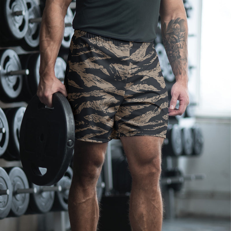 Tiger Stripe Desert Shadow CAMO Unisex Athletic Long Shorts - 2XS