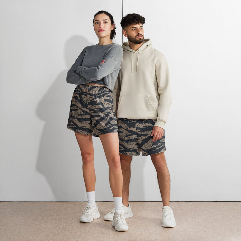 Tiger Stripe Desert Shadow CAMO Unisex Athletic Long Shorts