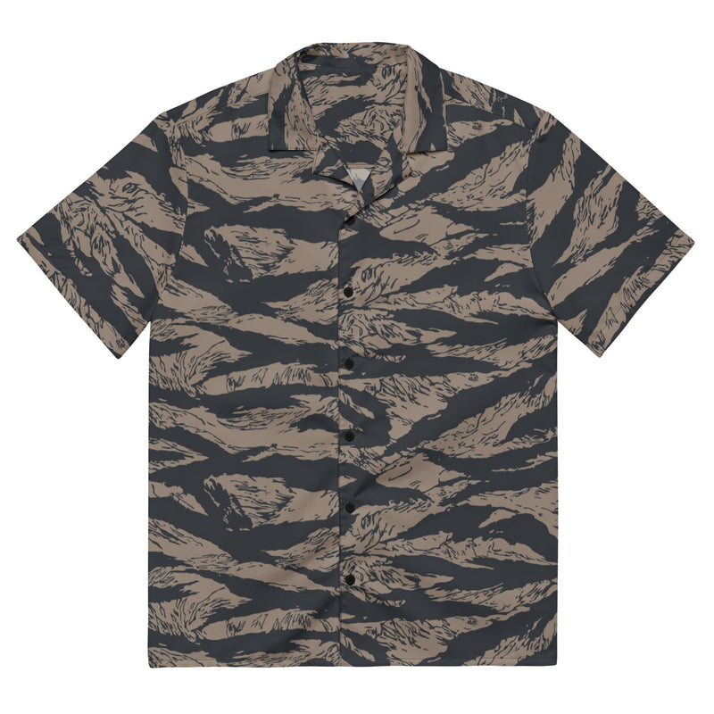 Tiger Stripe Desert Shadow CAMO Unisex Short-Sleeve Button Shirt - 2XS