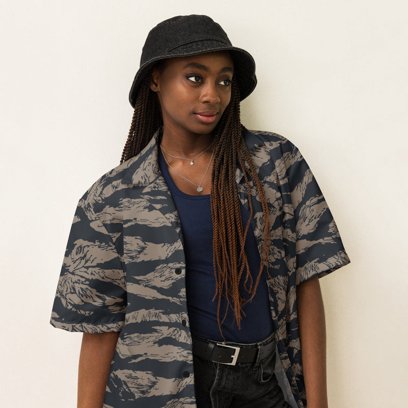 Tiger Stripe Desert Shadow CAMO Unisex Short-Sleeve Button Shirt