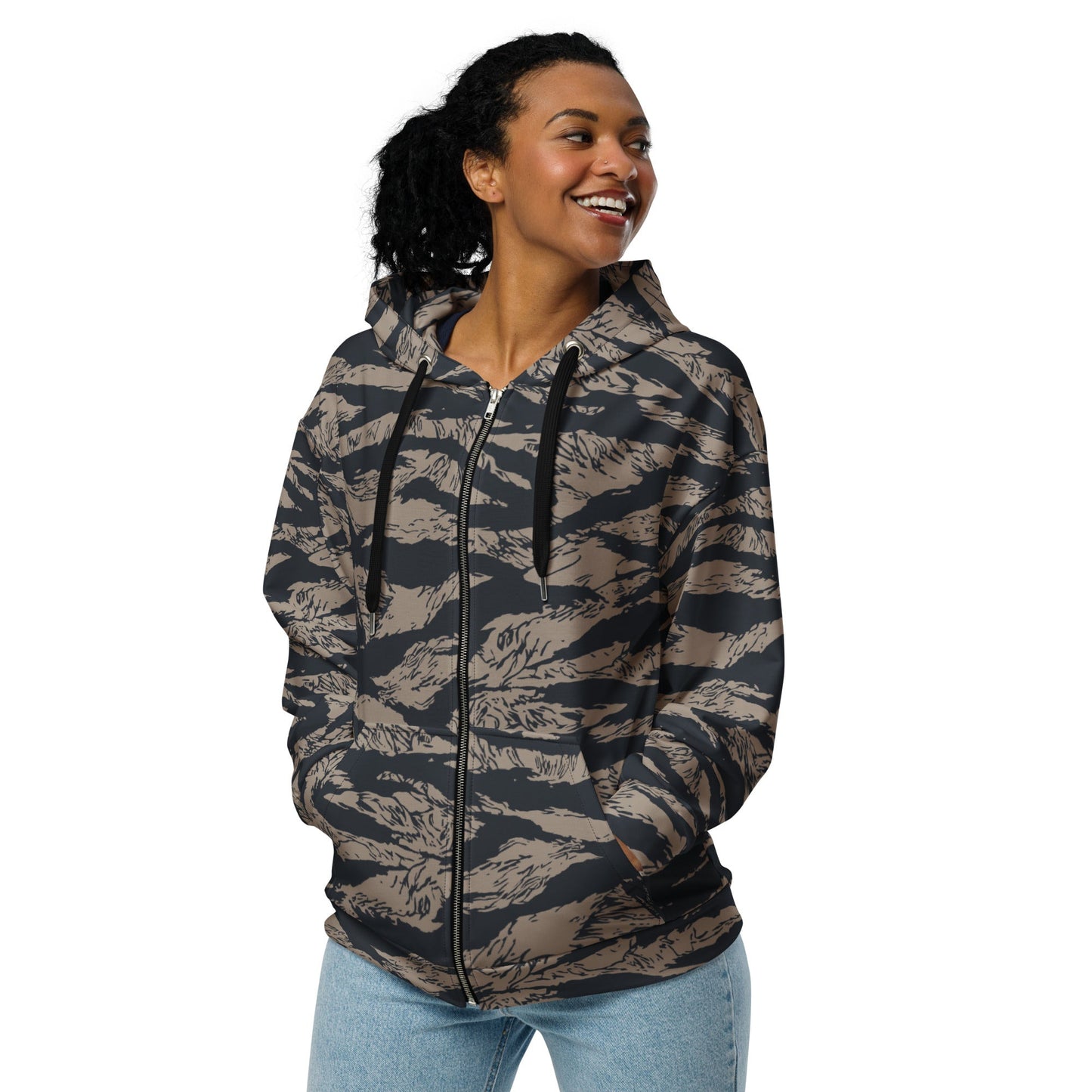 Afghanistan Taliban Special Forces Badri Tiger Stripe CAMO Unisex zip hoodie - Zip Hoodies