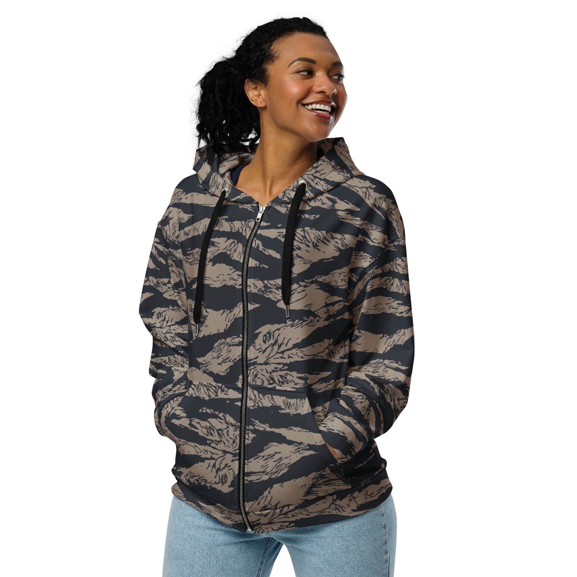 Afghanistan Taliban Special Forces Badri Tiger Stripe CAMO Unisex zip hoodie - Zip Hoodies