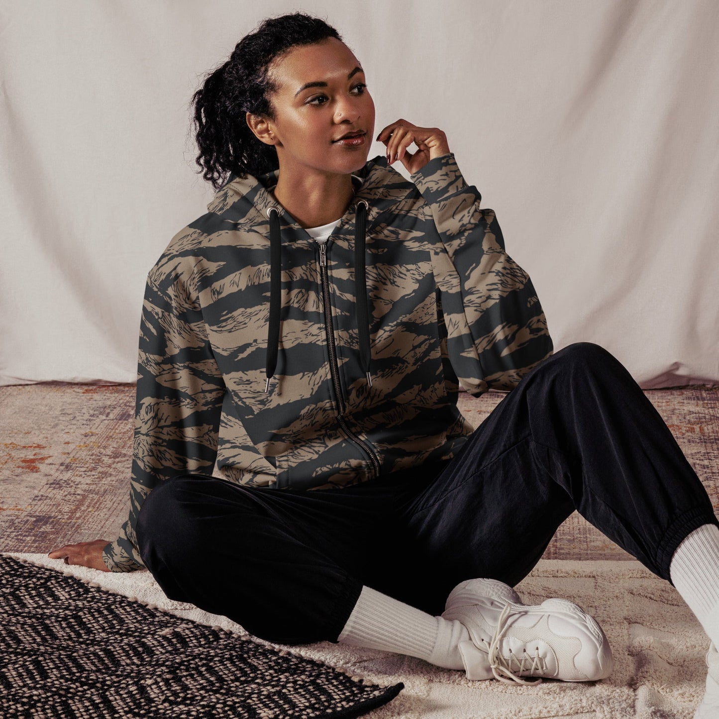 Afghanistan Taliban Special Forces Badri Tiger Stripe CAMO Unisex zip hoodie - Zip Hoodies