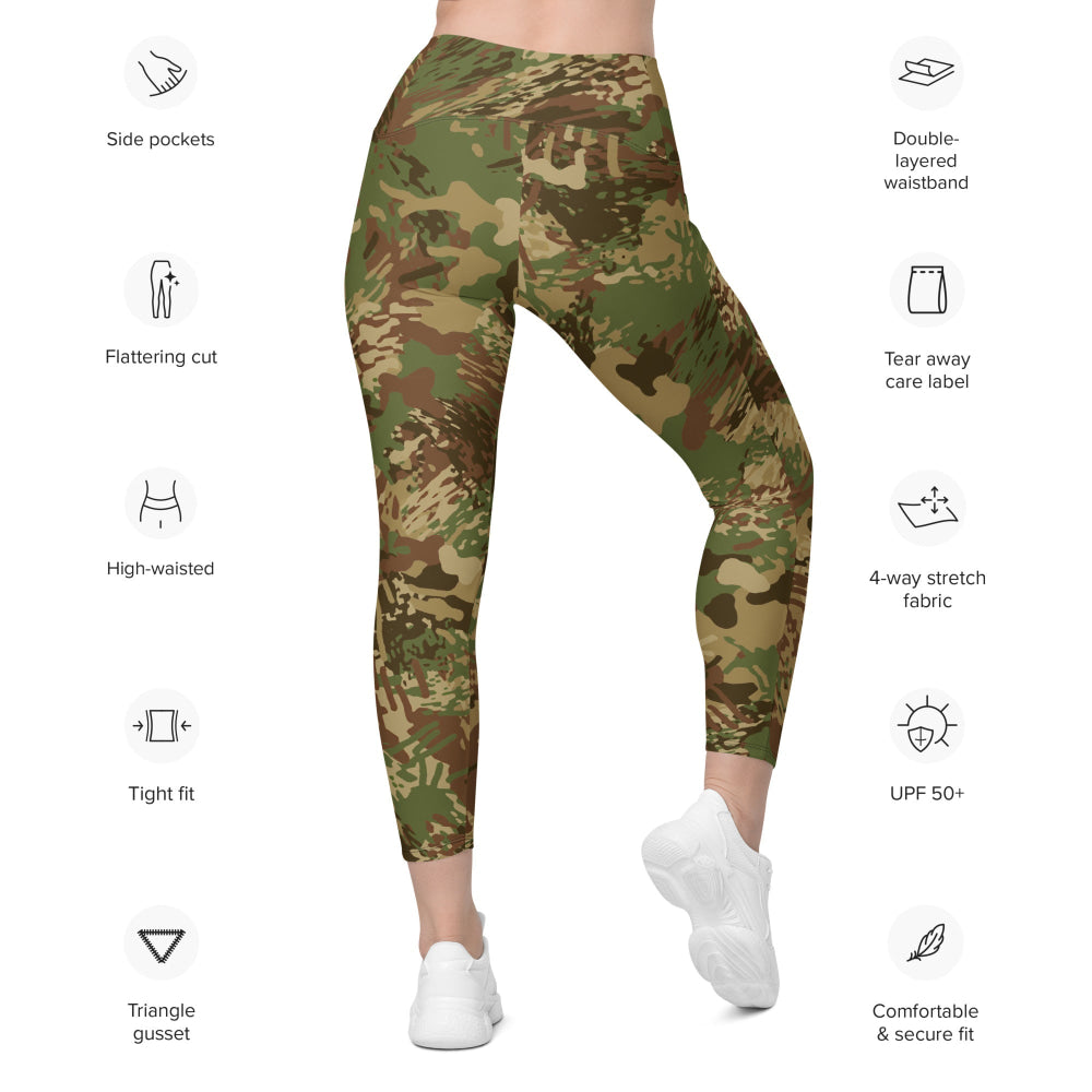 African Anti-poaching Wet Season CAMO Leggings with pockets - Womens With Pockets