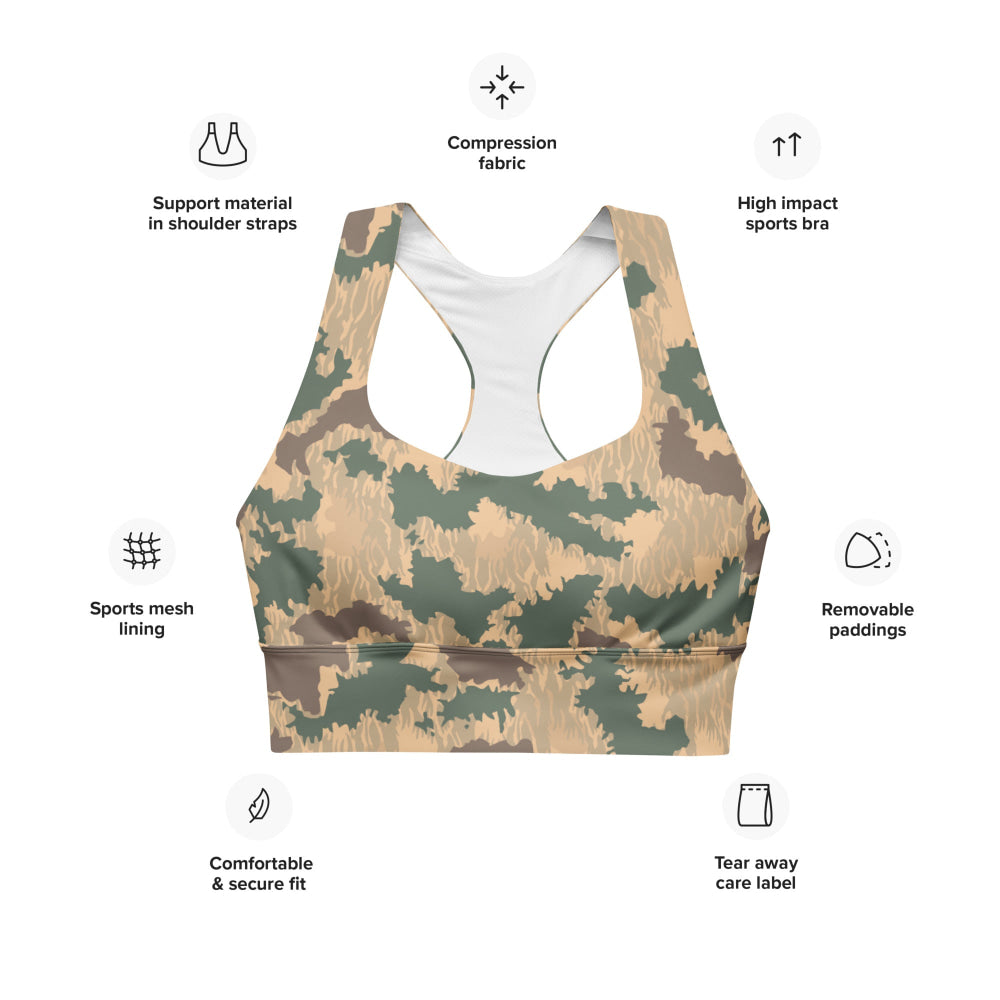 African Pinwheel CAMO Longline sports bra - Womens Sports Bra