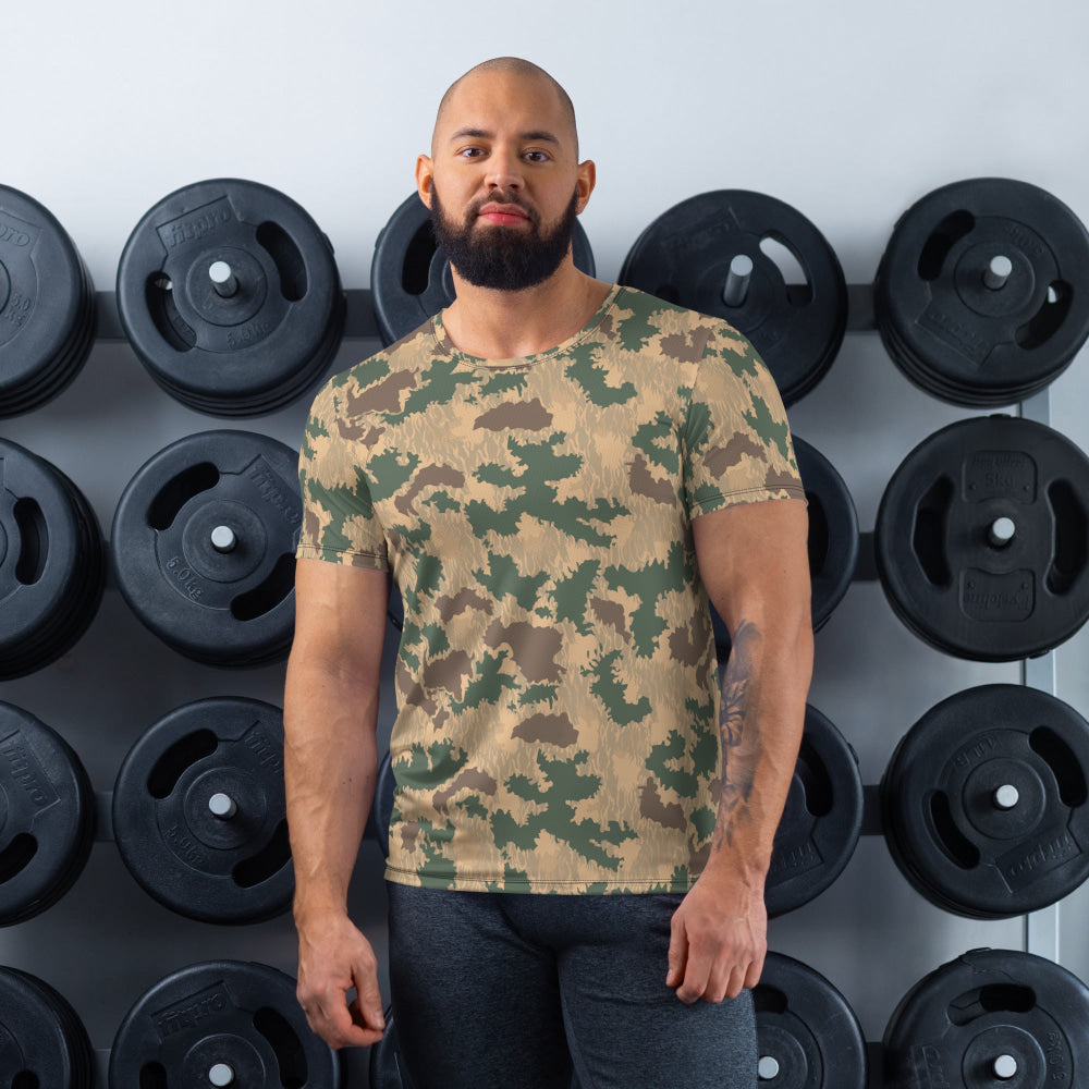 African Pinwheel CAMO Men’s Athletic T-shirt - XS - Mens T-Shirt