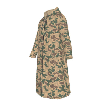 African Pinwheel CAMO Men’s Sherpa Zip Up Long Coat - Mens