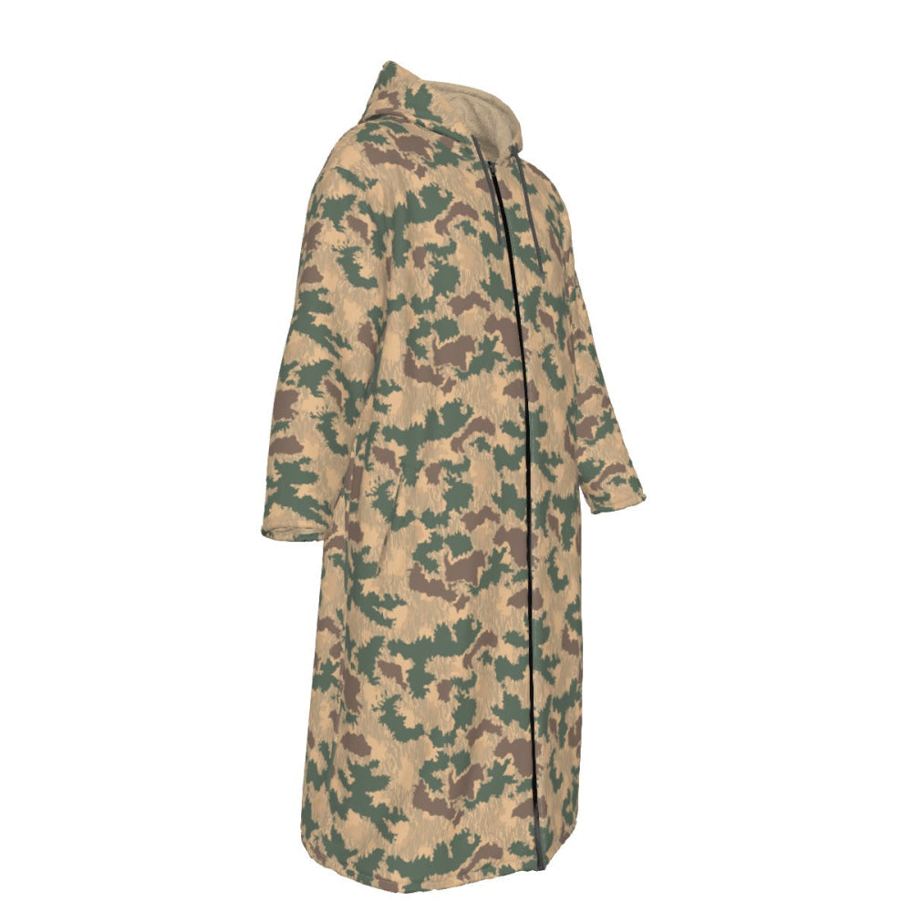 African Pinwheel CAMO Men’s Sherpa Zip Up Long Coat - Mens