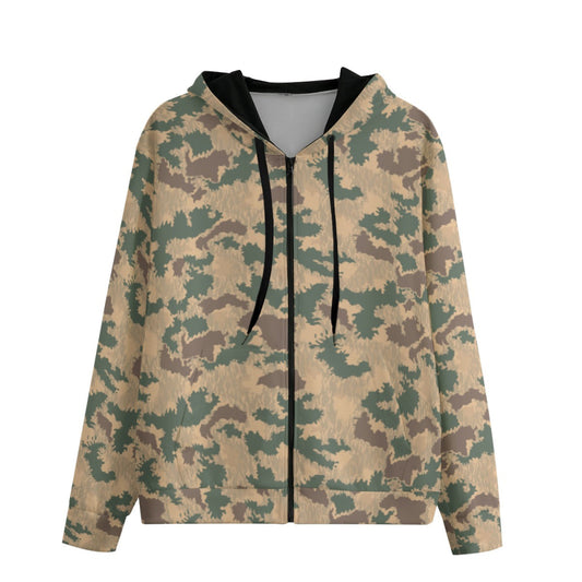 African Pinwheel CAMO Unisex 100% Cotton Zip Hoodie - XS / White