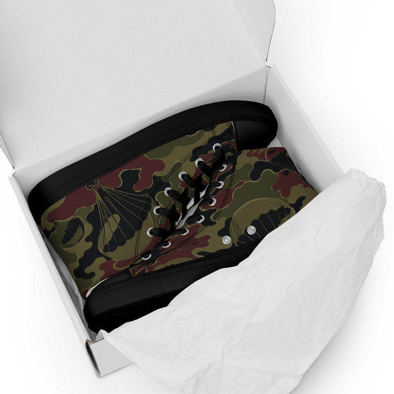 Airborne Maroon Drop CAMO Mens High-Top Canvas Shoes
