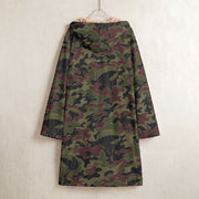 Airborne Maroon Drop CAMO Men’s Horn Button Long Fleece Coat - Jacket