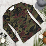 Airborne Maroon Drop CAMO Mens Long-Sleeve Rash Guard - LS