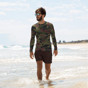 Airborne Maroon Drop CAMO Mens Long-Sleeve Rash Guard - XS - LS