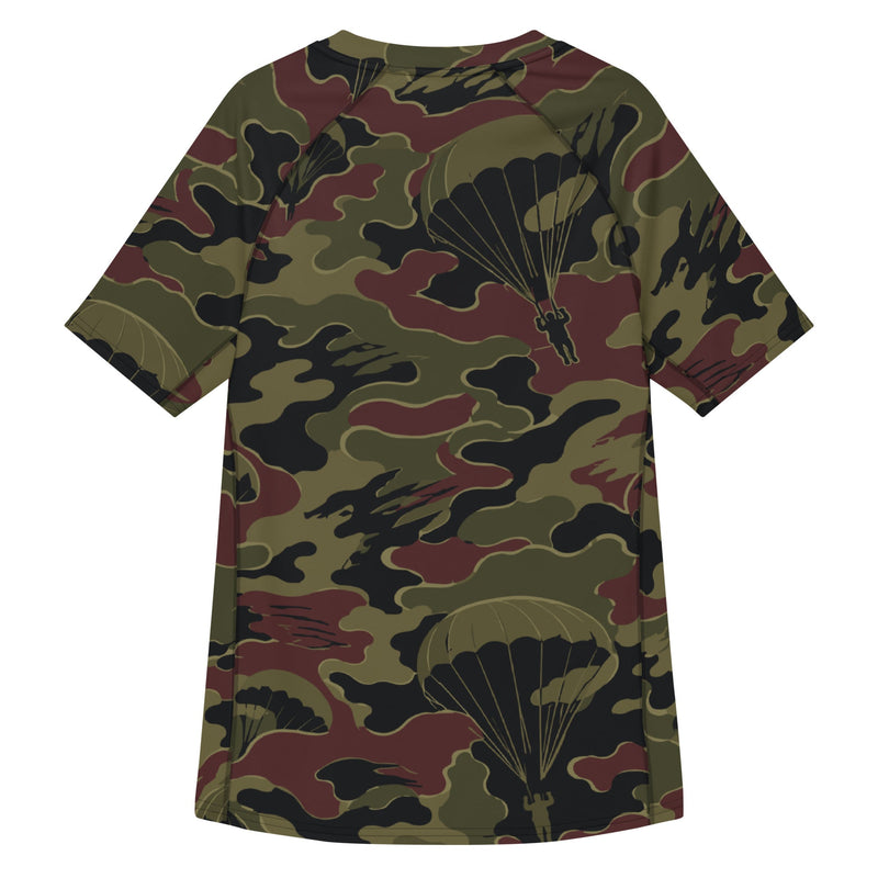 Airborne Maroon Drop CAMO Mens Short-Sleeve Rash Guard - SS