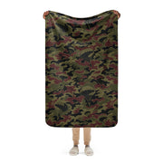 Airborne Maroon Drop CAMO Sherpa Blanket - 37″×57″