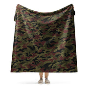 Airborne Maroon Drop CAMO Sherpa Blanket - 60″×80″