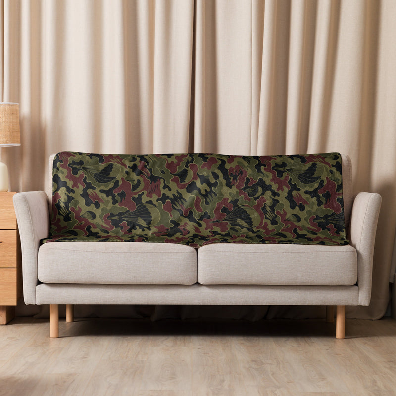Airborne Maroon Drop CAMO Sherpa Blanket