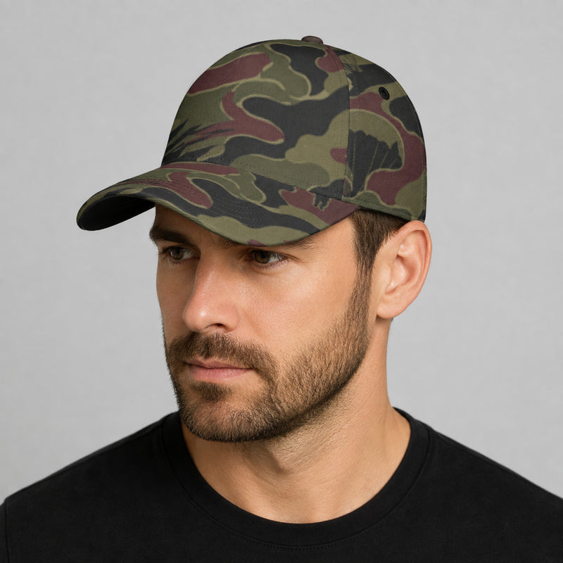 Airborne Maroon Drop CAMO Snapback Ball Cap - U / White - Head