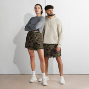 Airborne Maroon Drop CAMO Unisex Athletic Long Shorts
