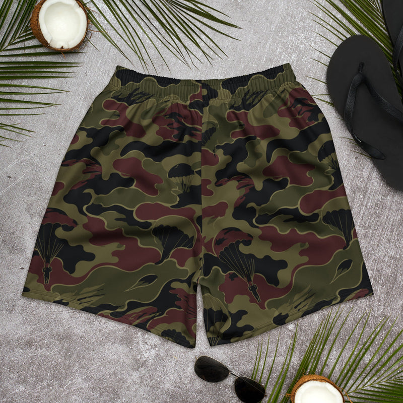 Airborne Maroon Drop CAMO Unisex Athletic Long Shorts