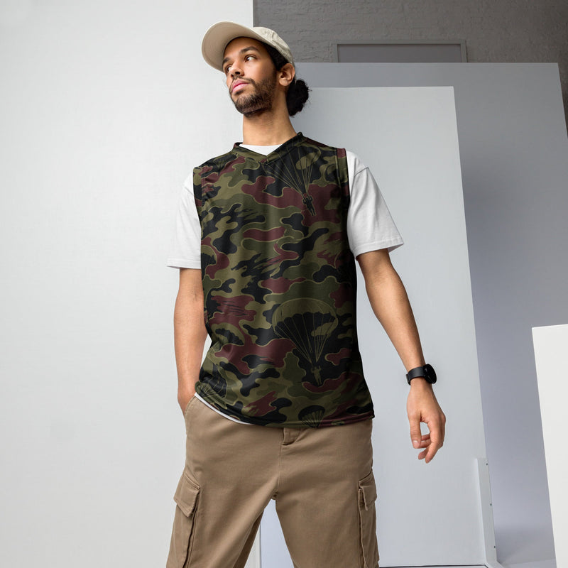 Airborne Maroon Drop CAMO Unisex Basketball Jersey - 2XS