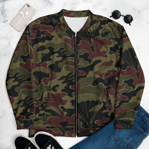 Airborne Maroon Drop CAMO Unisex Bomber Jacket - XS