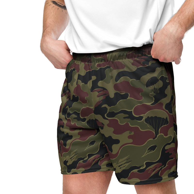 Airborne Maroon Drop CAMO Unisex Mesh Shorts