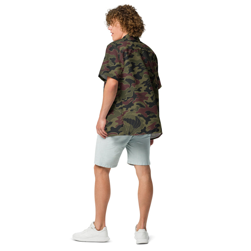 Airborne Maroon Drop CAMO Unisex Short-Sleeve Button Shirt - Button-Up