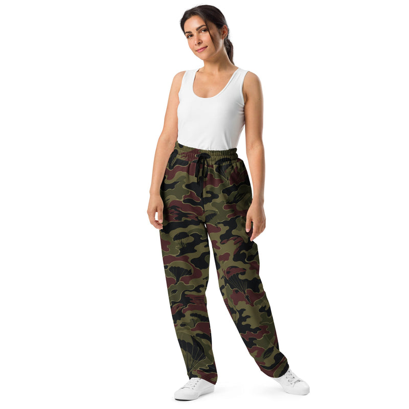Airborne Maroon Drop CAMO Unisex Wide-Leg Joggers