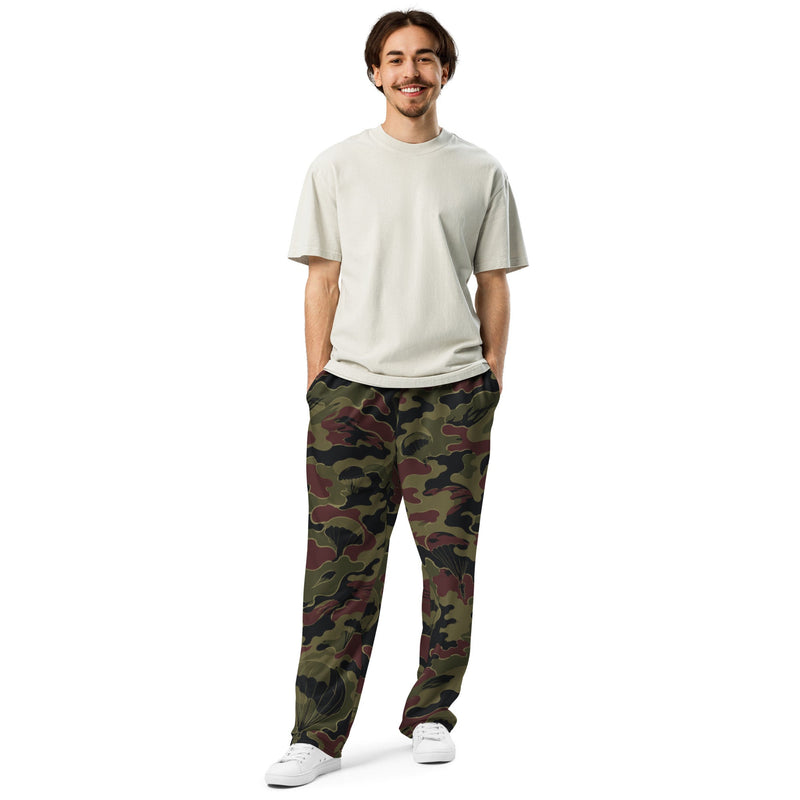 Airborne Maroon Drop CAMO Unisex Wide-Leg Joggers