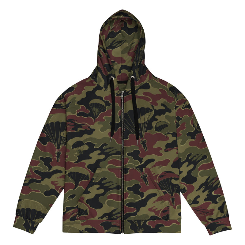 Airborne Maroon Drop CAMO Unisex Zip Hoodie - 2XS