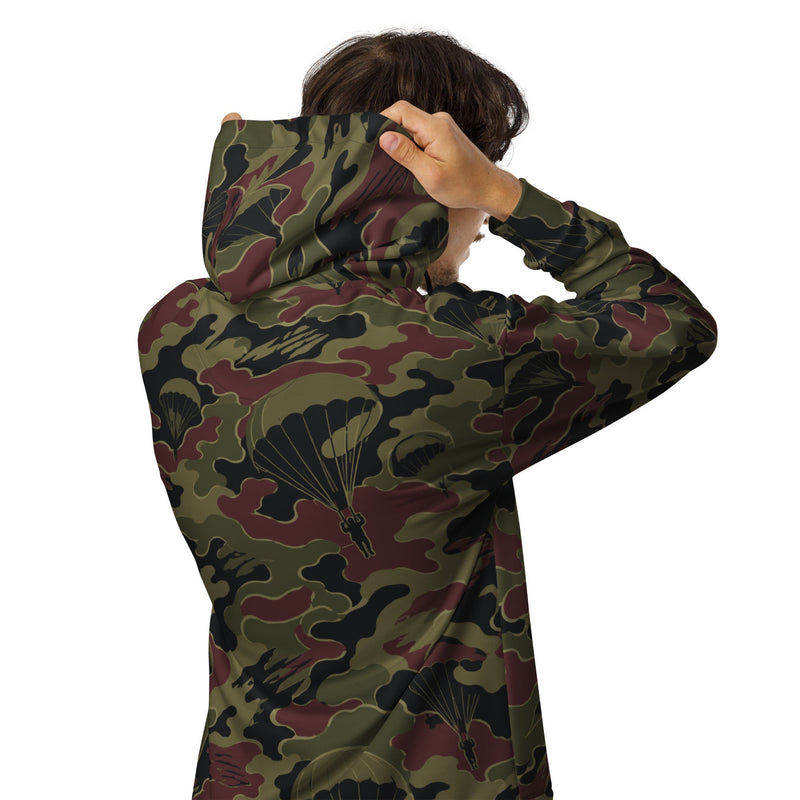 Airborne Maroon Drop CAMO Unisex Zip Hoodie