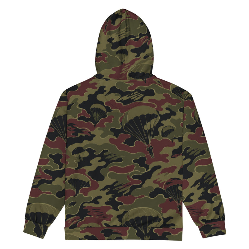 Airborne Maroon Drop CAMO Unisex Zip Hoodie