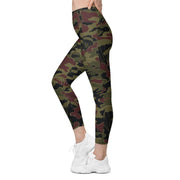 Airborne Maroon Drop CAMO Womens Leggings with Pockets - Women