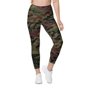 Airborne Maroon Drop CAMO Womens Leggings with Pockets - Women