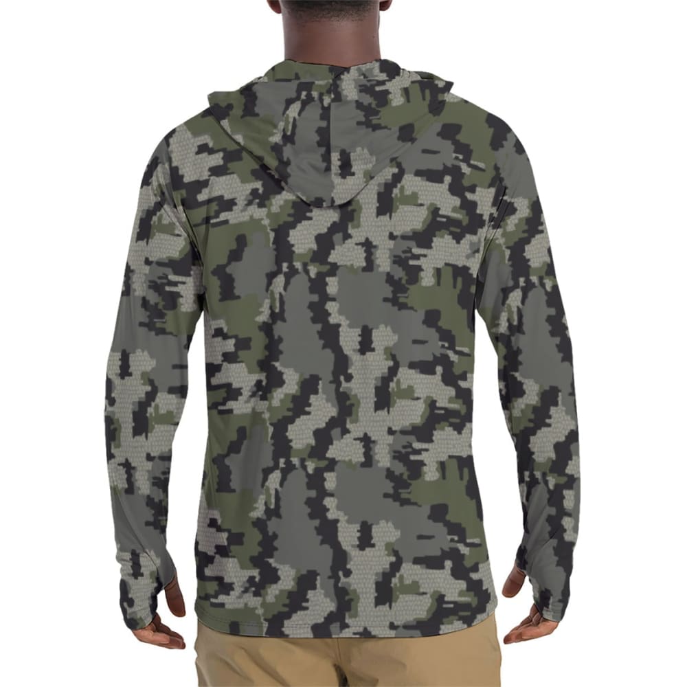 Alaska Alpine CAMO Men’s Sunscreen Sports Hoodie With Thumb Holes - Mens Sunscreen Sports Hoodie With Thumb Holes