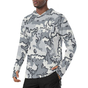 Alaska Chocolate Chip Arctic CAMO Mens Sunscreen Sports Hoodie With Thumb Holes - S / White
