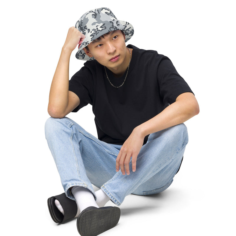 Alaska Chocolate Chip Arctic CAMO Reversible Bucket Hat - Head